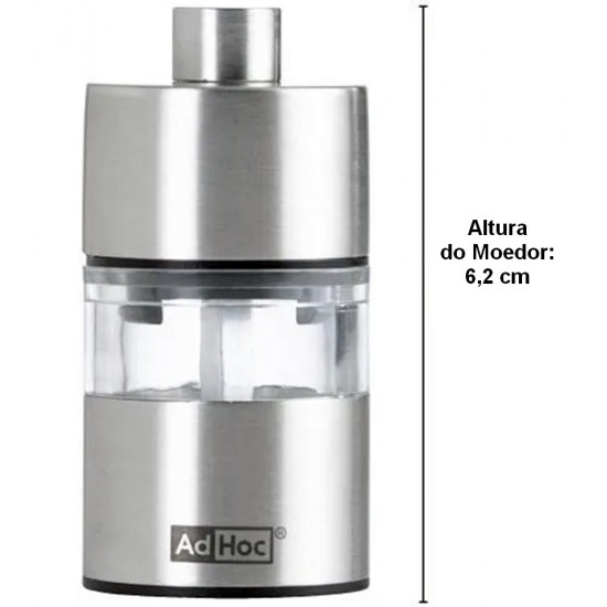 Moedor 6,2cm Pimenta e Sal Inox e Acrílico Classic